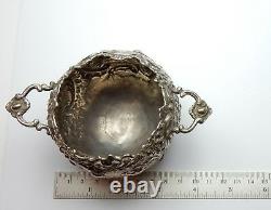 Victorian Sugar Bowl Sterling Silver 1881 Repousse Cherub Martin Sugar Antique