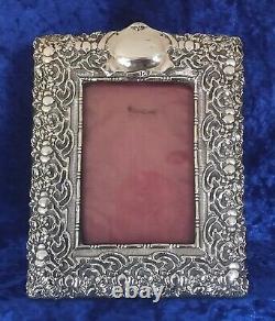 Victorian Synyer & Beddoes Sterling Silver Repousse Rectangular Photo FrameC1898