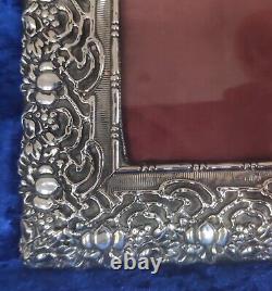 Victorian Synyer & Beddoes Sterling Silver Repousse Rectangular Photo FrameC1898