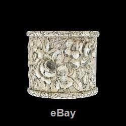Victorian Tiffany & Co. Repouse Sterling Silver Napkin Ring 1886 Ornate Detail