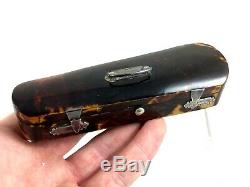 Victorian Tortoise Shell And Silver Cheroot / Cigar Holder / Case Violin Case