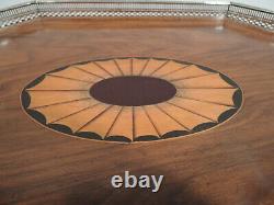 Victorian Tray Antique Regency Tea Marquetry English Sterling Silver Wood