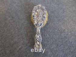 Victorian Unger Brothers Sterling Silver Hair Brush Art Nouveau Lady-no Monogram