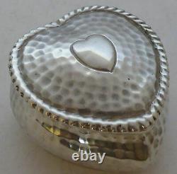 Victorian Valentine Love Heart 1898 Solid Silver Pill Jewellery Earring Box