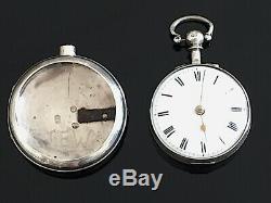 Victorian Verge Fusee Solid Silver Pair Case Pocket Watch 1855 /montre gousset