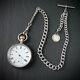 Victorian Waltham Model 1888 Sterling Silver Of Pocket Watch With Chain