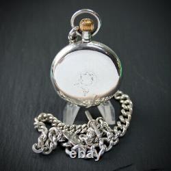 Victorian Waltham Model 1888 Sterling Silver OF Pocket Watch with Chain