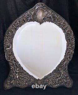 Victorian William Comyns Sterling Silver Heart Shaped Mirror 2,361 grams
