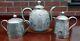 Victorian Antique Indian Colonial Solid Silver Embossed Repousse Teaset Teapot