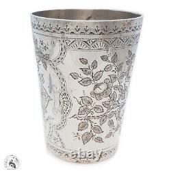 Victorian antique sterling silver christening cup beaker 1884