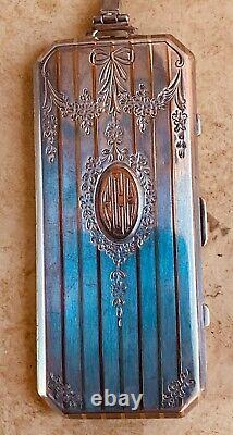 Victorian antique sterling silver with gold cosmetic case c. 1890