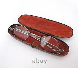 Victorian silver spectacles in original tin case Birmingham 1849