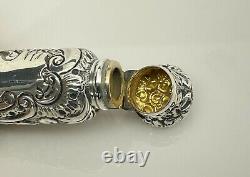 Victorian small sterling silver scent perfume bottle 1896