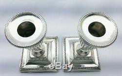Victorian solid Sterling silver pair of neoclassical urn-shaped candlesticks