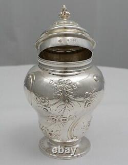 Victorian solid sterling silver inverted pear form Tea Caddy, London 1888, 151g