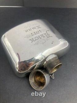 Victorian sterling silver hip flask London 1876