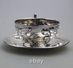 Vienna extremely rare antique 800 solid silver Eduard Friedman Cup & Saucer 1900