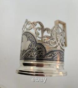 Vintage or Antique Sterling Silver Polish Tea Holder Ornate Etched Design 875