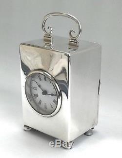 Vtg 1898 Victorian William Comyns & Sons Full Size Solid Silver Carriage Clock