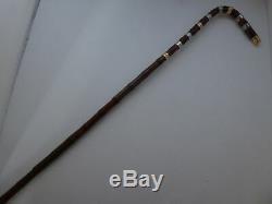 Walking Stick Cane 1898 15ct Gold Solid Silver Bamboo Shaft Swain & Adeney