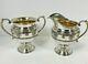Wallace Antique Sterling Silver Embossed Roses Sugar Bowl & Creamer Set #4640-9