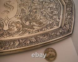 William Kerr Antique Sterling Silver 12.5 Tray Acid Engraved ACANTHUS Leaf RARE