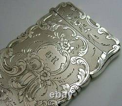 Wonderful Early Victorian Solid Silver Card Case 1853 English Antique
