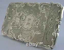 Wonderful Early Victorian Solid Silver Card Case 1853 English Antique