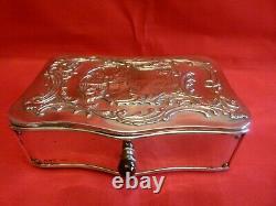 Wonderful Large 1899 William Comyns Solid Silver Repousse Jewellery Box
