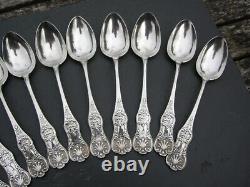 11 Solide Silver Victorian Kings Pattern Tespoons H'mark Edinburgh 1850 246 Gm