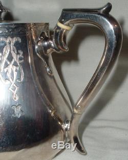 1850. D. B Maker Mark Sterling Argent Low Tea Pot 25,7 Oz Autres 2 Matchs G. W Pcs