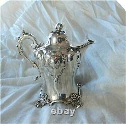 1851 Antique Victorian Sterling Silver Repousse Tea Coffee Chocolate Pot