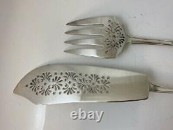 1854 Antique Sterling Silver Victorian Fish Server Couverts Couteau Fourche Large 321g