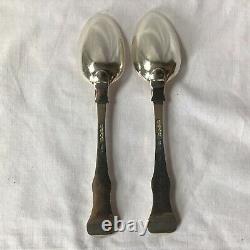 1859 Victorian Solid Silver Paire De Queens Pattern Table Servir Spoons 168g