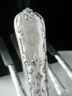 5 Antique Silver Dessert Couteaux, George Adams 1851 & 1854 Modèle Droit Tudor