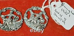 5 Large Antique Pierce Solide Silver Buttons Cased Knight Reclining 24mm 1901