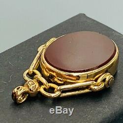 9 Ct Or Jaune Double Antique Sided Fob Pendentif L65