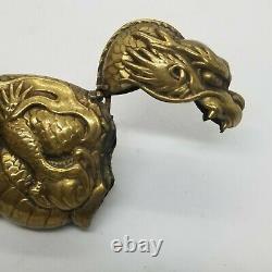 Ancien 1890 En Laiton Match Safe Vesta Case Box Dragon Figuratif Japonais