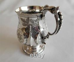Ancien Tankard D'argent Sterling/mug. C 1873 Birmingham Royaume-uni