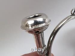 Ancien hochet jouet en argent sterling miniature cor de chasse/trompette bugle français