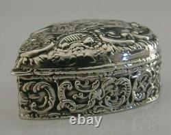 Anglais Victorien Sterling Silver Love Heart Box 1899 Antique