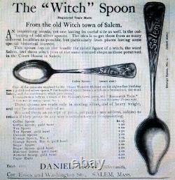 Anticique Daniel Low Salem Witch Argent Sterling Souvenir Jelly Cramped Spoon Rare
