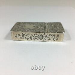Antique 1857 Victorian Combination Solid Silver Snuff Box Vesta Case 5.4cm Large