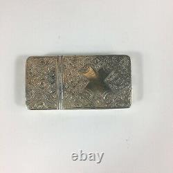 Antique 1857 Victorian Combination Solid Silver Snuff Box Vesta Case 5.4cm Large