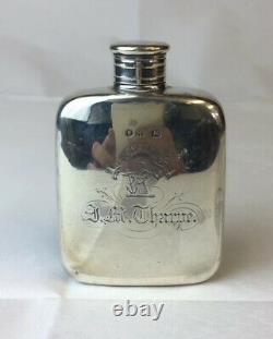 Antique 1864 Victorian Solid Silver Flask Dans Spe Spiro Crest Vis Top 66.8g