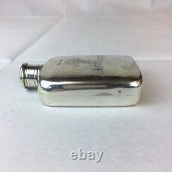Antique 1864 Victorian Solid Silver Flask Dans Spe Spiro Crest Vis Top 66.8g