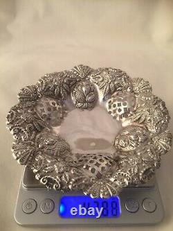 Antique 1898 Victorian Repousse Sterling Silver Sweetmeat Bonbon Dish Hallmarked