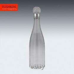Antique 19e C Victorien Solide Silver & Glass Champagne Bottle Decanter C. 1888