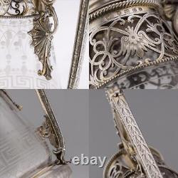 Antique 19ec Silver Victorien & Glass Claret Jug, Gough & Silvester Vers 1865