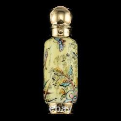 Antique 19thc Victorian 18k Gold & Enamel Scent Bottle, Sampson Mordan Vers 1880